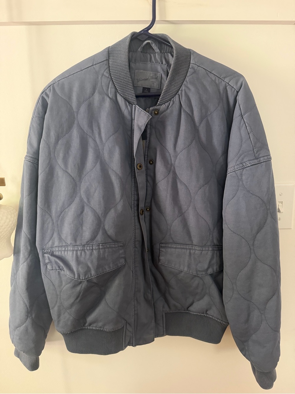 Universal Thread Quilted Bomber Jacket in Slate Blue